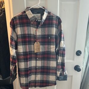 Men's Casual Plaid Shirt - Red, Blue, and White